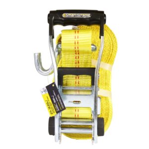 2 X 27' Ratcheting Tie-down Cargo Strap With Wire Double J-hooks - 2 Pack